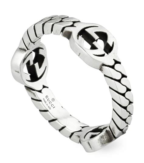 gucci interlocking g ring in silver|More.